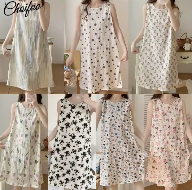 📦พร้อมส่ง📦👑New Arrival👑 🍀ชุดเดรสไม่มีแขน ลายน่ารัก🍀