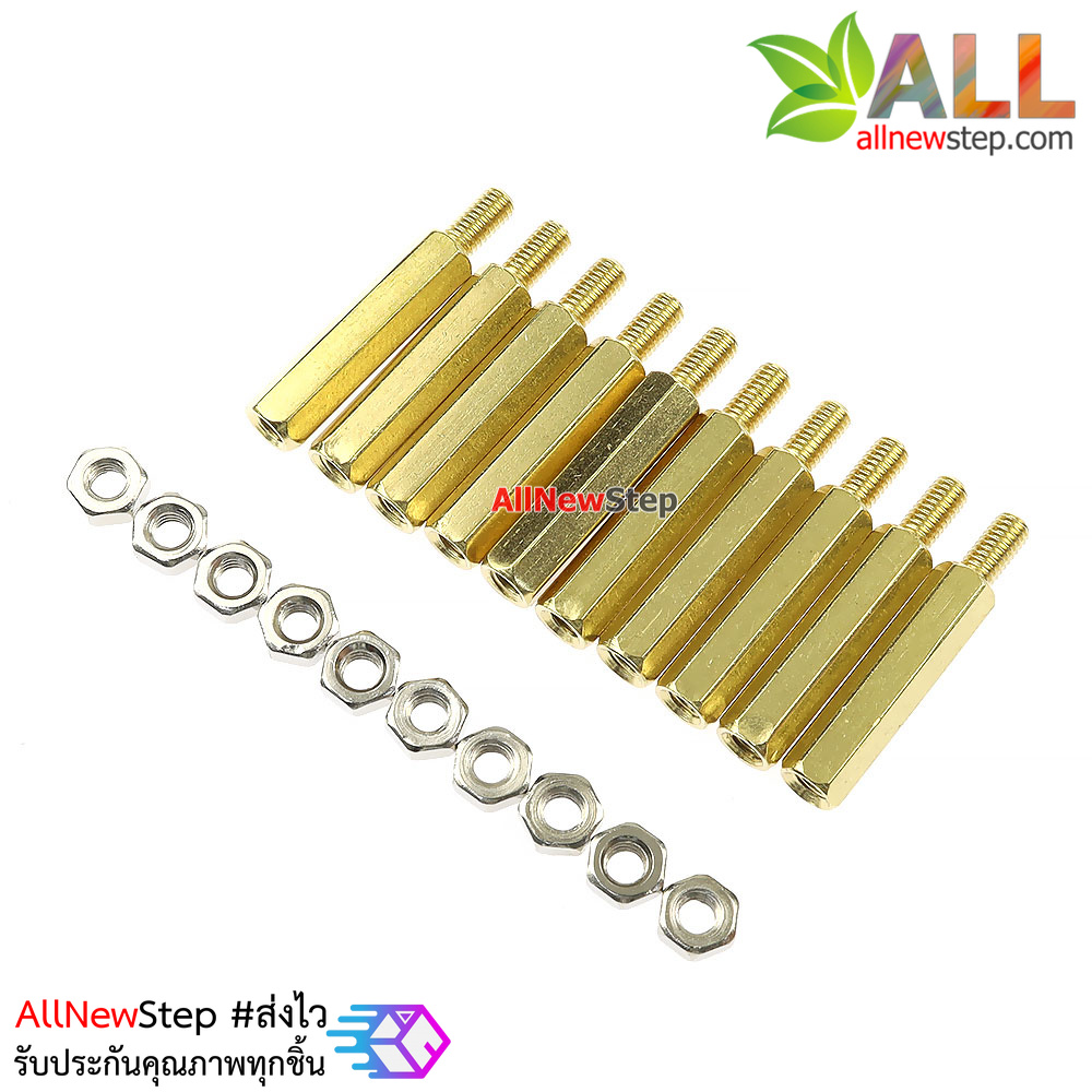 น็อตทองเหลืองตัวผู้และตัวเมีย 3mm 20+6mm Pillars Nut M3 10 คู่