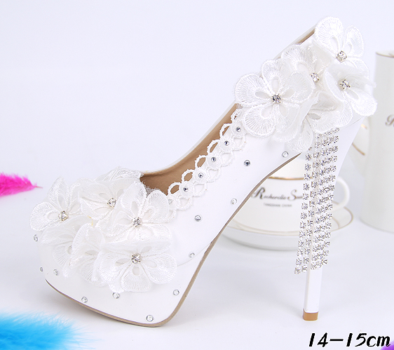 รองเท้าเจ้าสาวสีขาว ไซต์ 34-41 ความสูง ส้นแบน / 1.4 / 2.2 / 3.4 / 4.2 / 5 / 5.8 นิ้ว