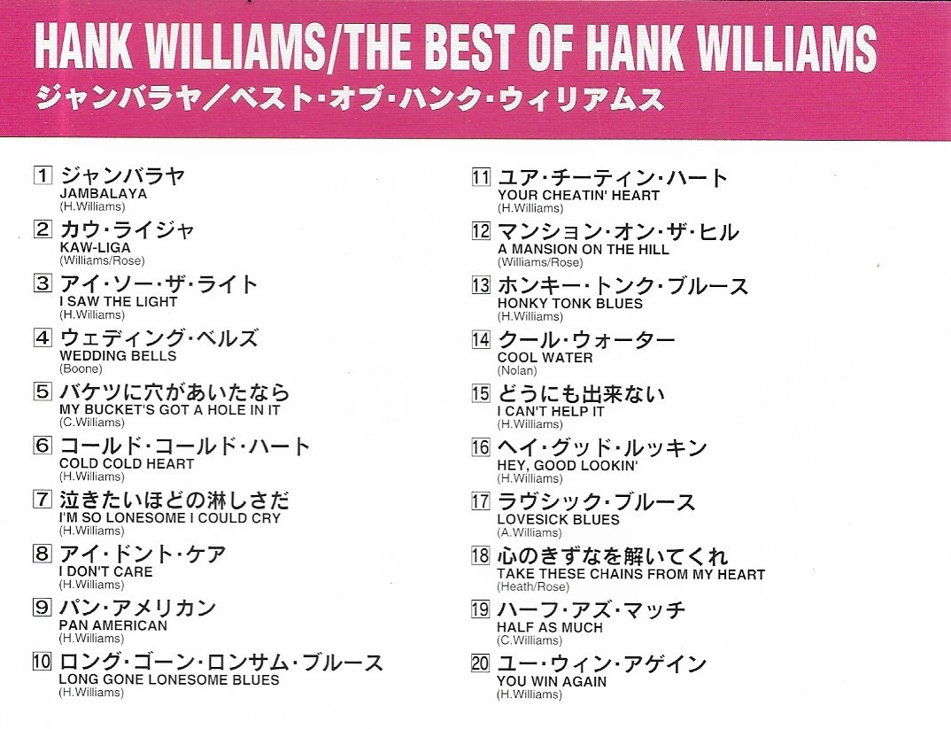Used CD,Hank Williams - The Best Of Hank Williams (A+)(1999)(Japan)