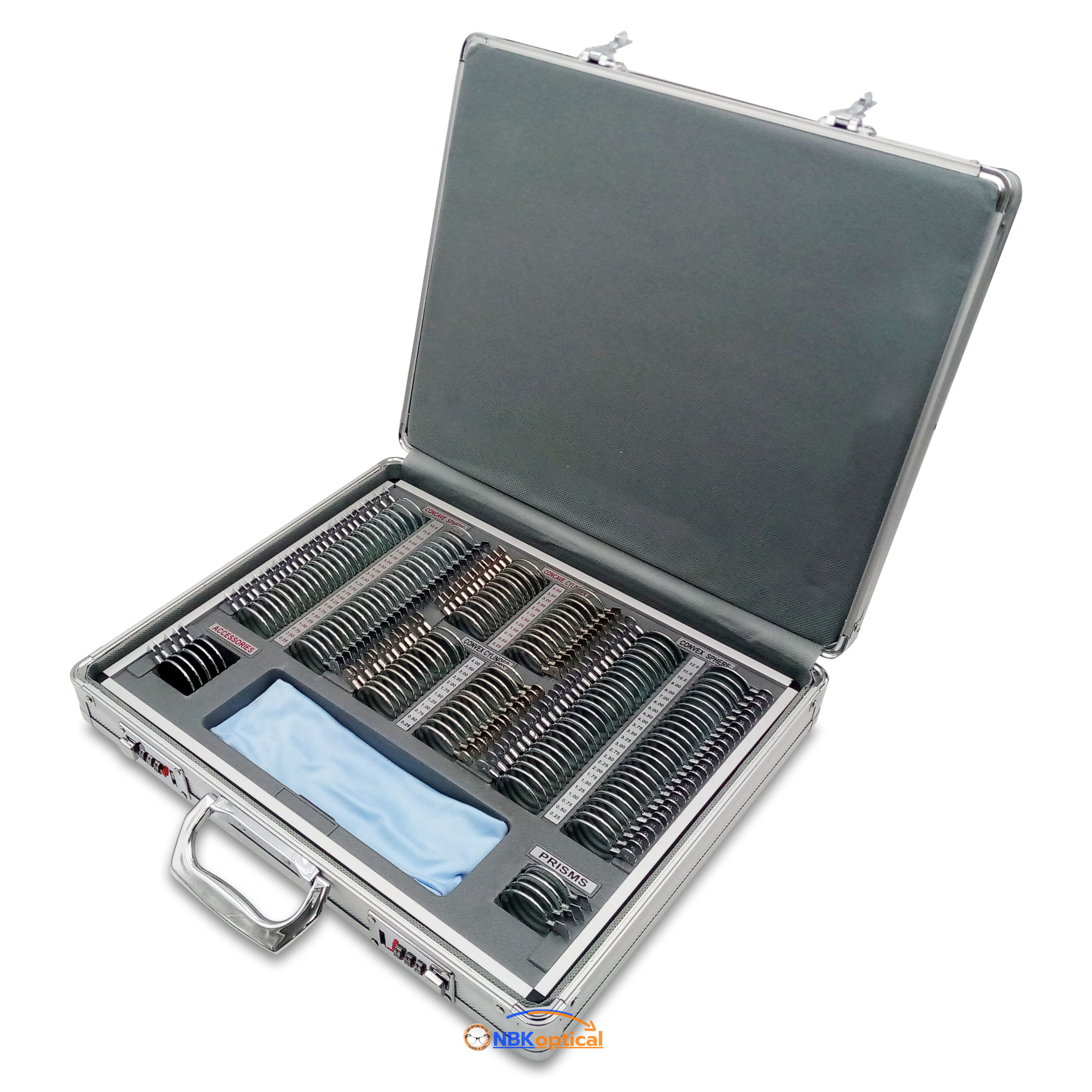 Trial lens set เลนส์เซ็ท ขอบโลหะ เลนส์กระจก (MT M) +-1200+ เฟรม+ครอส (ครอสจะมีการสลับสีเงิน กับ นํ้าเงิน*)