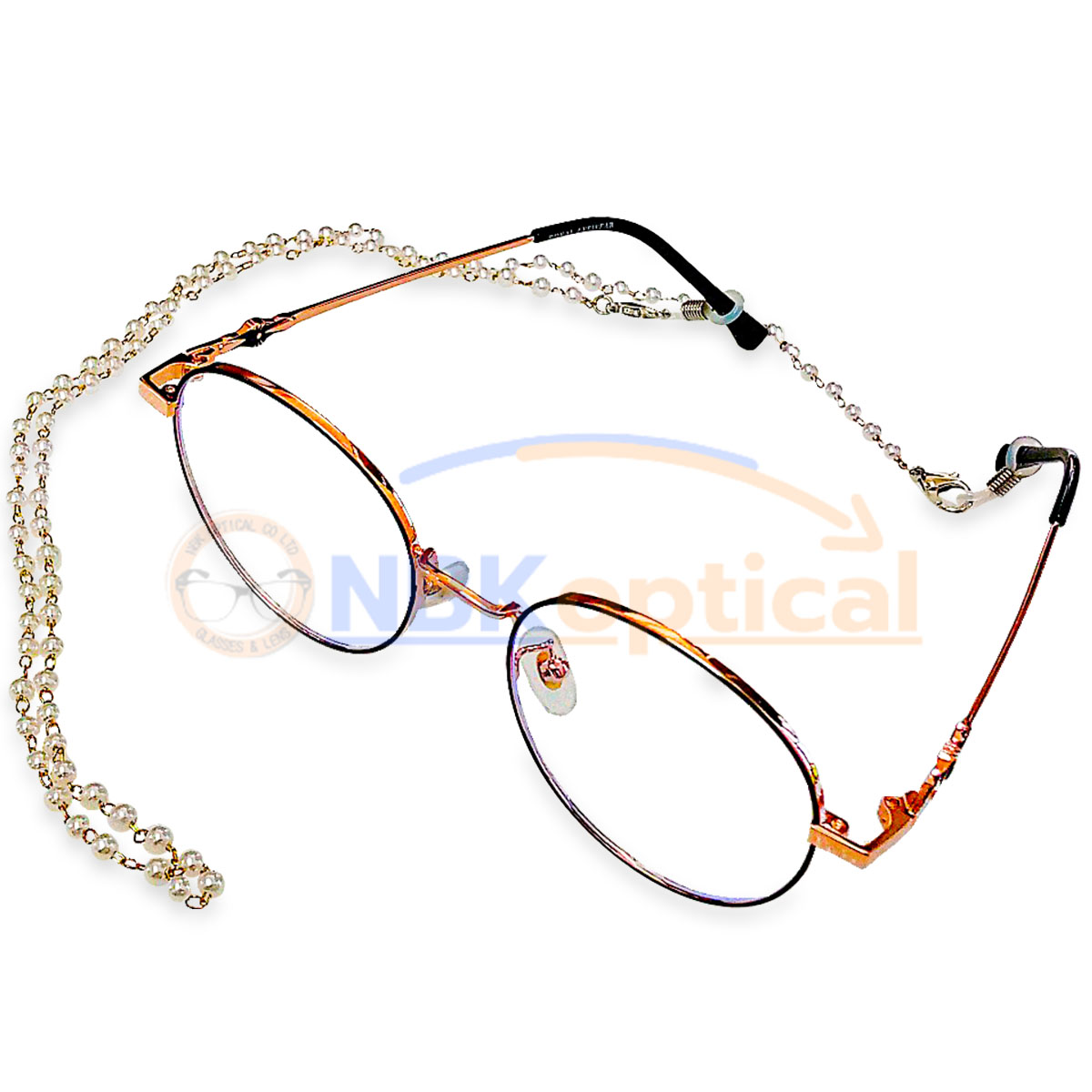 สายคล้องแว่นตาทรงวงกลมขาว