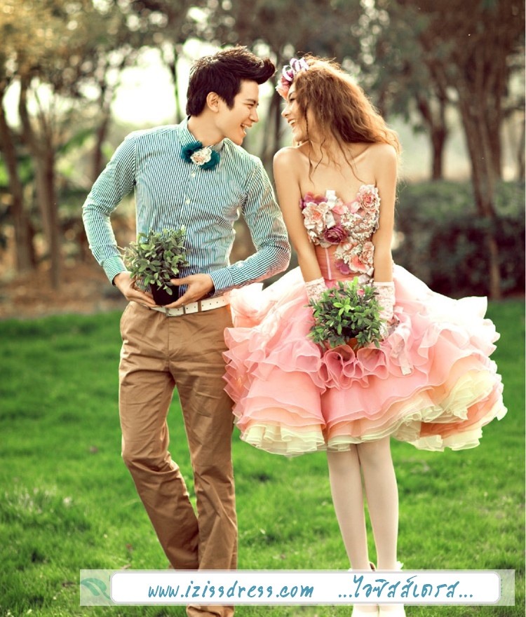 ***พร้อมส่งทั้งเซ็ท*** ชุดคู่ถ่ายพรีเวดดิ้ง (prewedding dress) & ชุดแต่งงานแฟนซี (Fancy wedding dress)ชายหญิง สไตล์ colorful "ธีมสีชมพู-เหลือง""