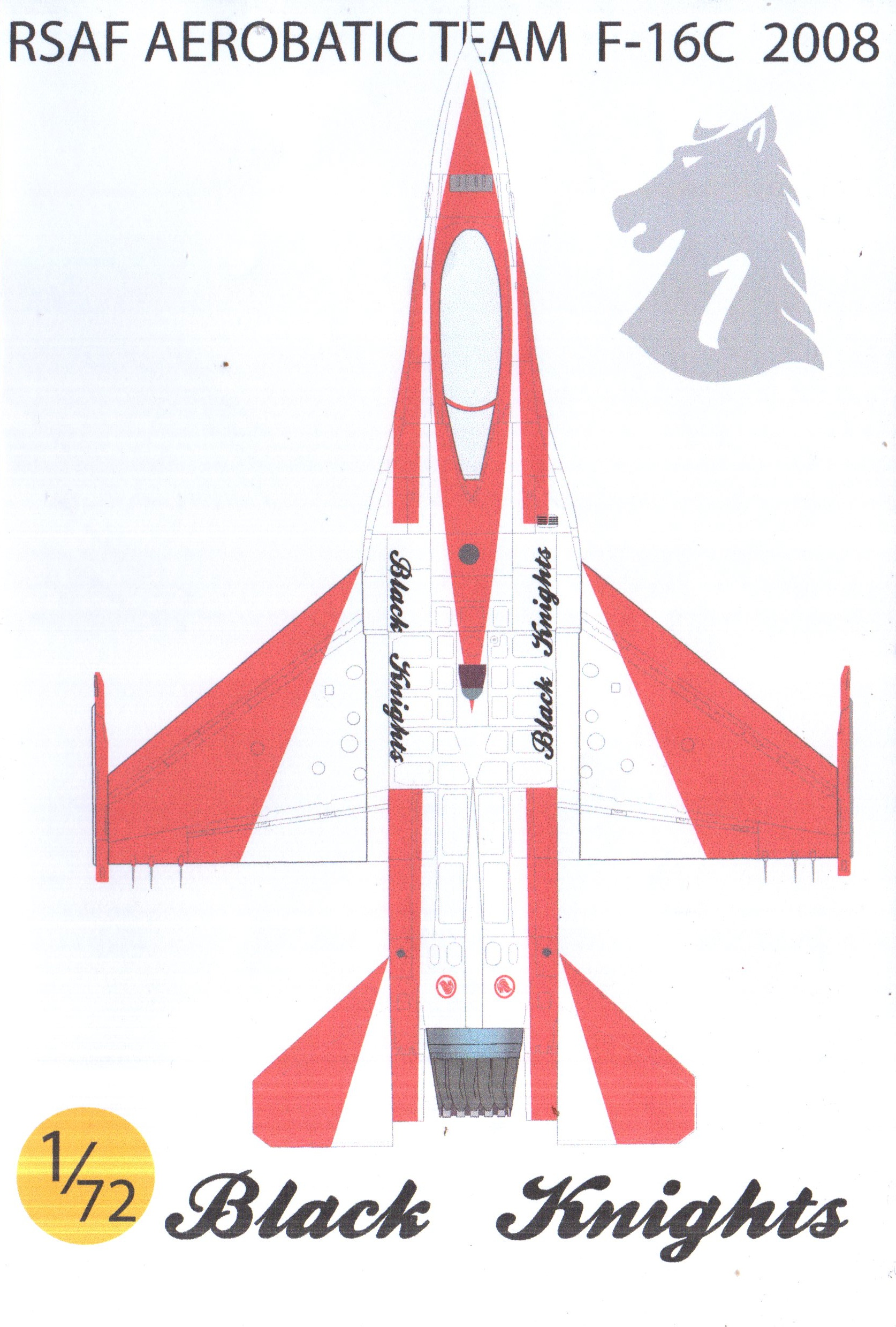 DECAL 1/72 RSAF AEROBATIC TEAM F-16C BLACK KNIGHTS 2008