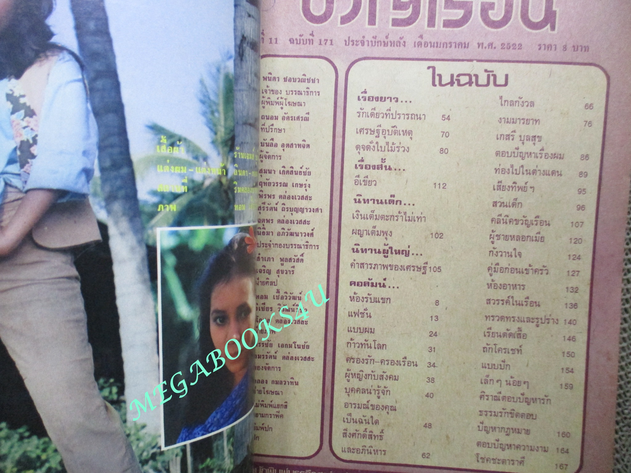 นิตยสารขวัญเรือน ฉบับที่171 ปี2522 ปก มยุรฉัตร ละมัยกุล