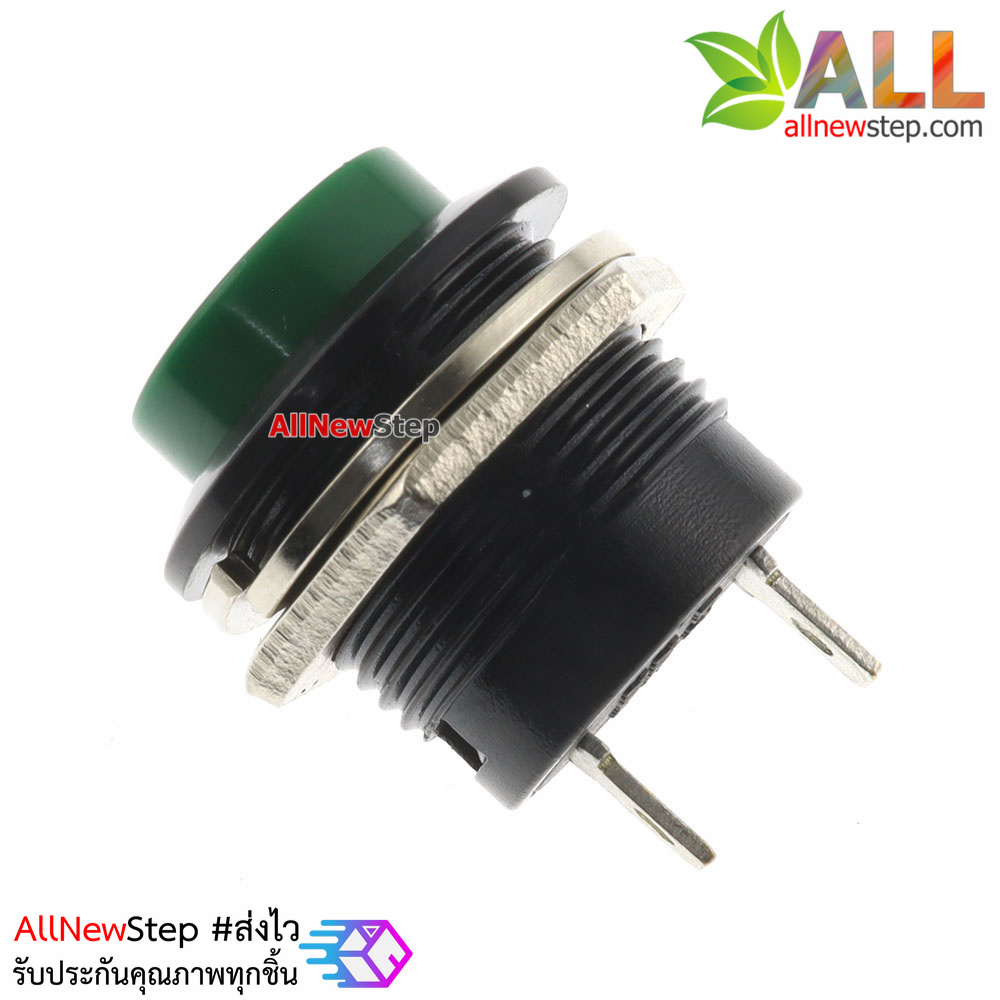 R13-507 push button switch 16mm round reset switch สวิตช์กดติดปล่อยดับสีเขียว