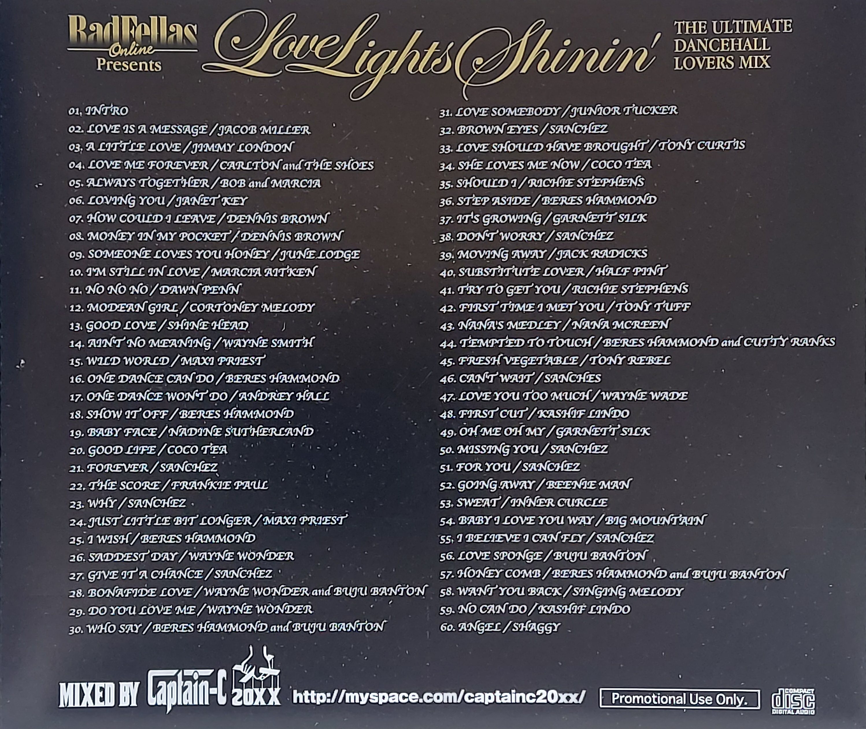 Used CD,Love Lights Shinin' THE ULTIMATE DANCEHALL LOVERS MIX (A)(Various Artists)(2007)(Tawan)