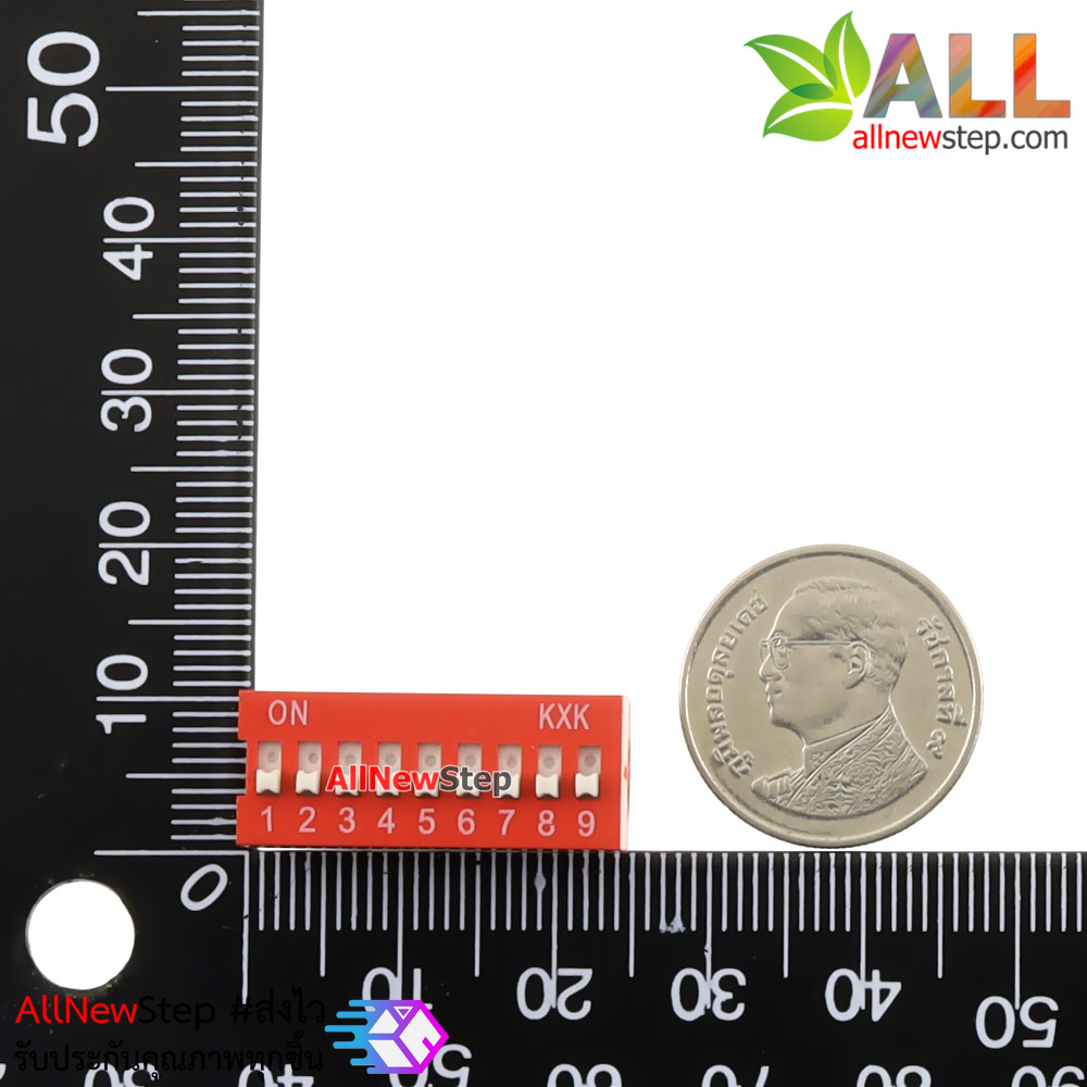 DIP switch DIP 2.54mm สวิตช์แบบ DIP ระยะห่างระหว่างขา 2.54mm ขนาด 9 ช่อง