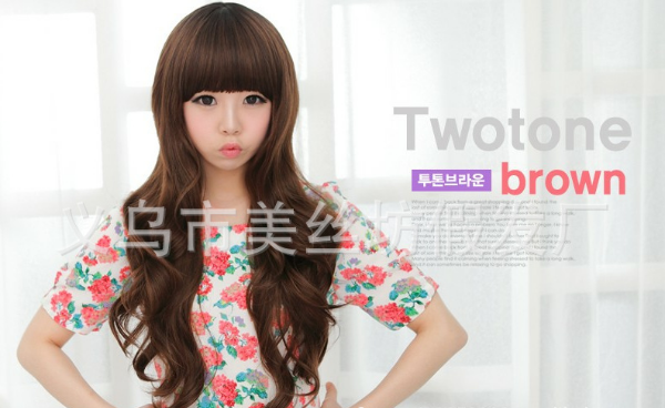A1026 วิกผมหน้าม้าคตรง สไลด์ปลายบาง ดัดลอน