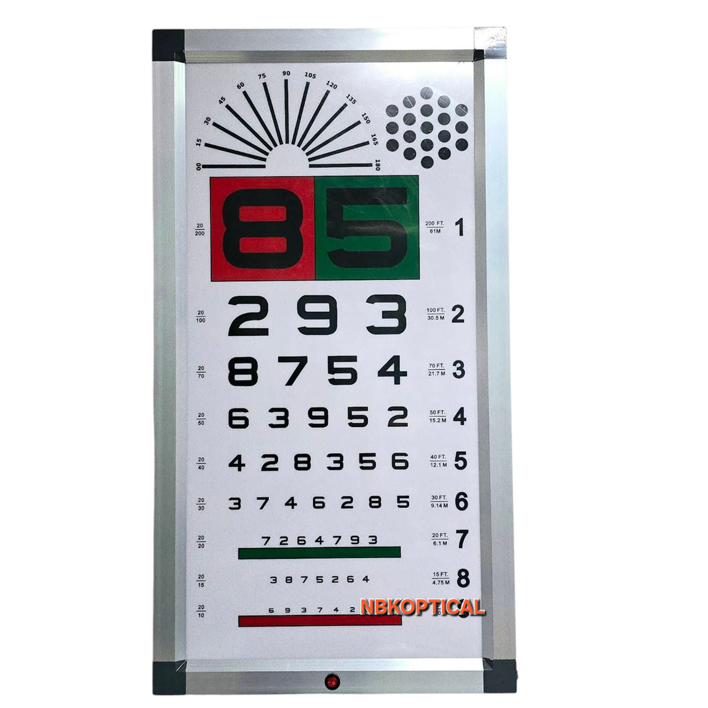ป้ายวัดสายตามองไกล ระยะทดสอบ 6 เมตร (และระยะ3 เมตรได้) ไฟLED (Snellen chart) LED VISION CHART 85 (รังผึ้ง)