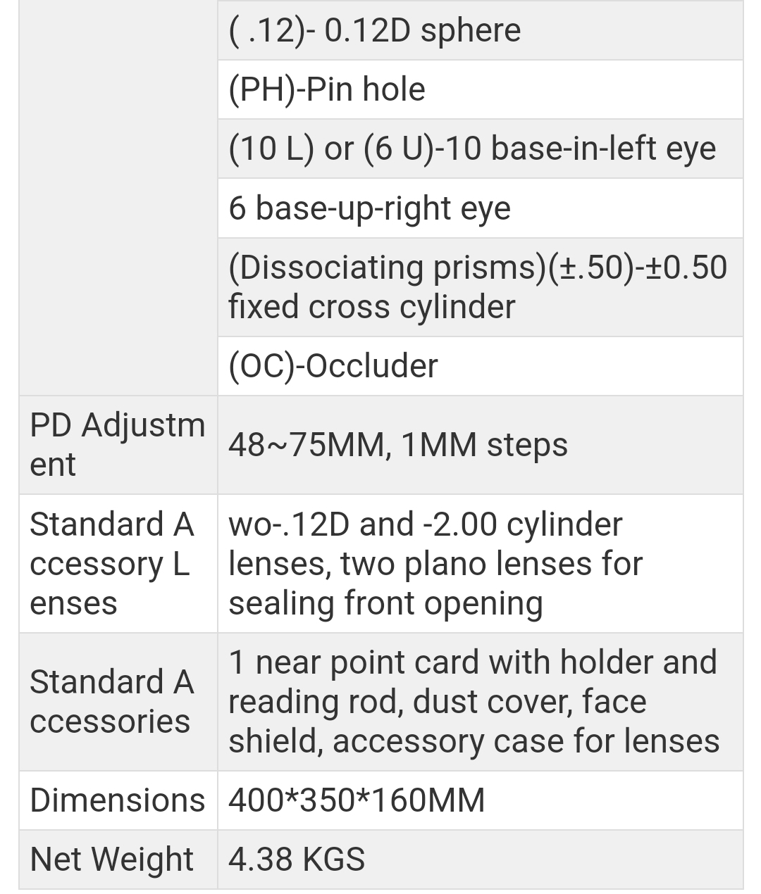 Phoropter ML-400 โฟรล็อปเตอร์