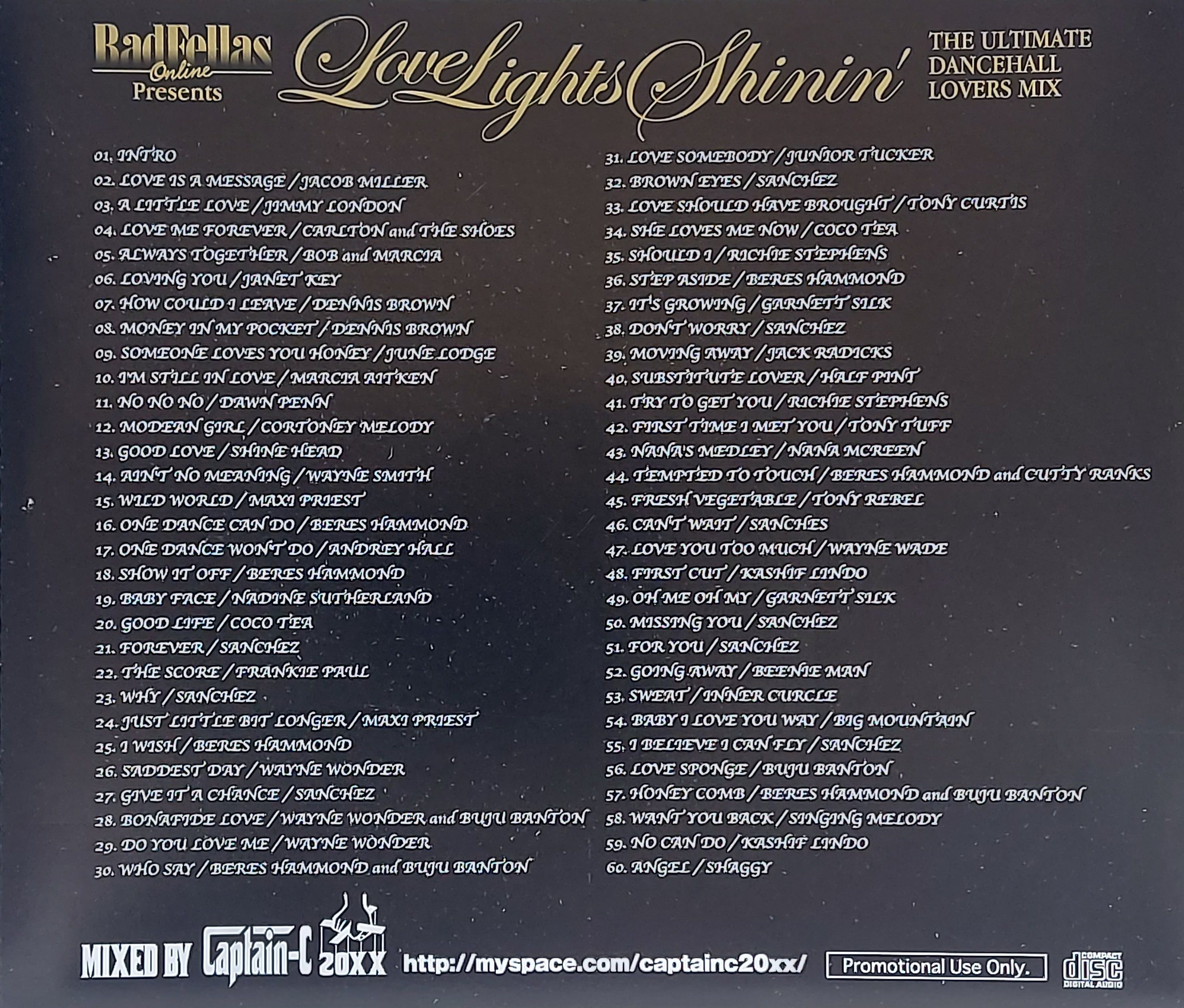 Used CD,Love Lights Shinin' THE ULTIMATE DANCEHALL LOVERS MIX (A)(Various Artists)(2007)(Tawan)