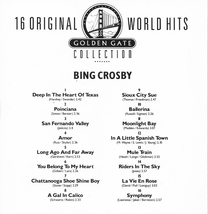 Used CD,Bing Crosby - 16 Original World Hits (B)(1989)(Germany)