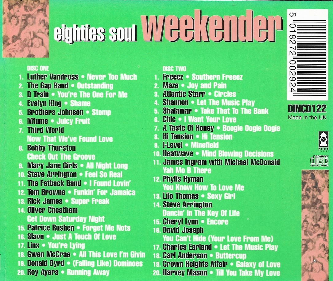 Used CD,Eighties Soul Weekender (2CD) (A)(Various Artists)(1996)(UK)