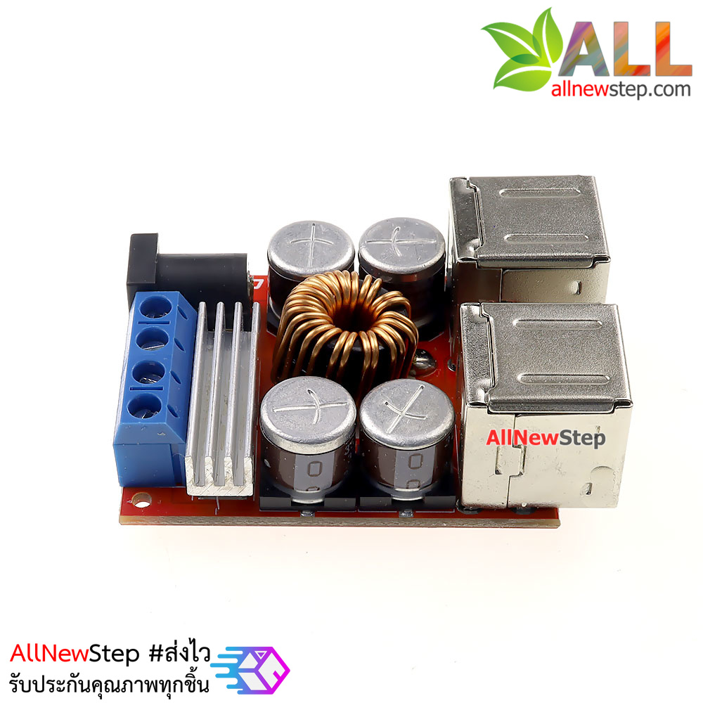 Step down 8-35V to 5V 8A 4 USB โมดูลแปลงไฟ 8-35V เป็น 5V แบบ USB 4 พอร์ท กระแสสูงสุด 8A