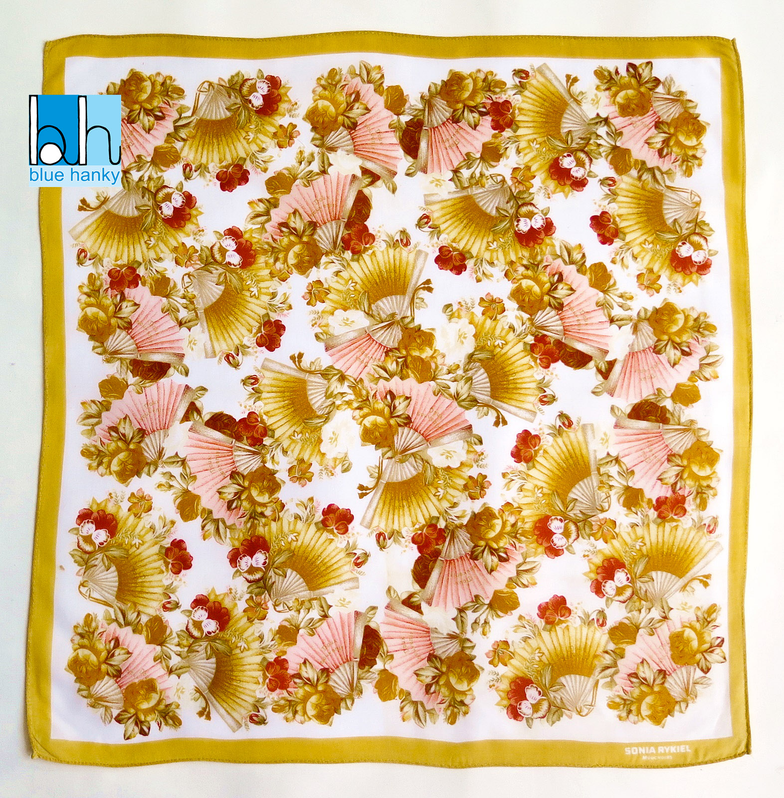 #196 19" SONIA RYKIEL ผ้าเช็ดหน้ามือ2 สภาพดี ผ้าเช็ดหน้าผืนใหญ่