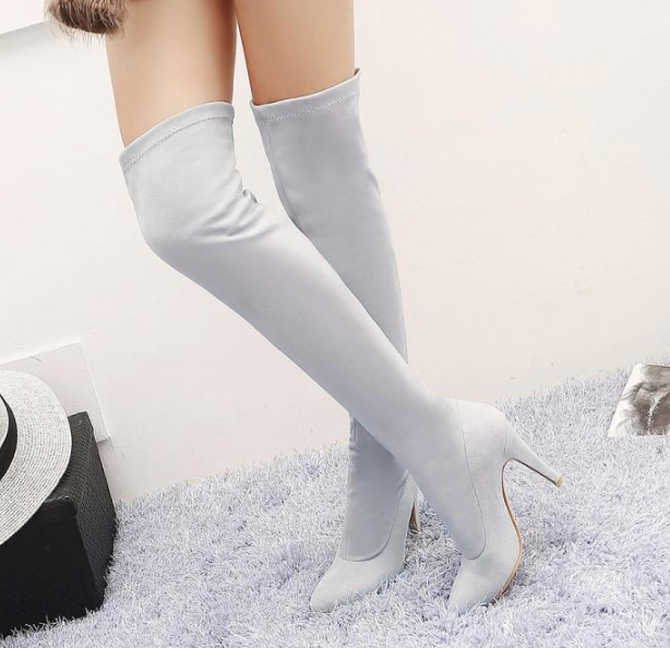 รองเท้าบูทยาวเลยเข่า ไซต์ 34-43 สีดำ/เหลือง/ชมพู/ม่วง/ชมพูอ่อน/ชมพูเข้ม