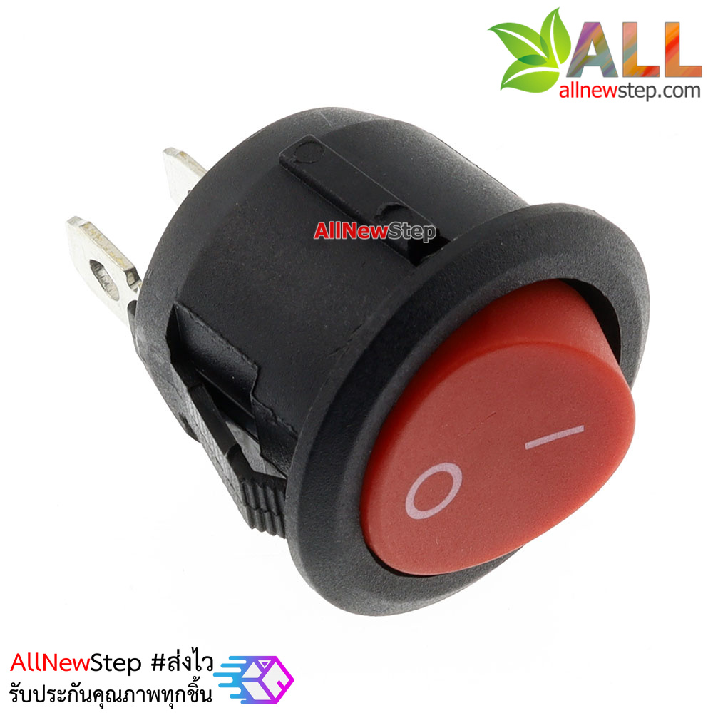 สวิตช์เปิดปิด KCD1-105N Rocker Switch Round Red 250V 6A สีแดง
