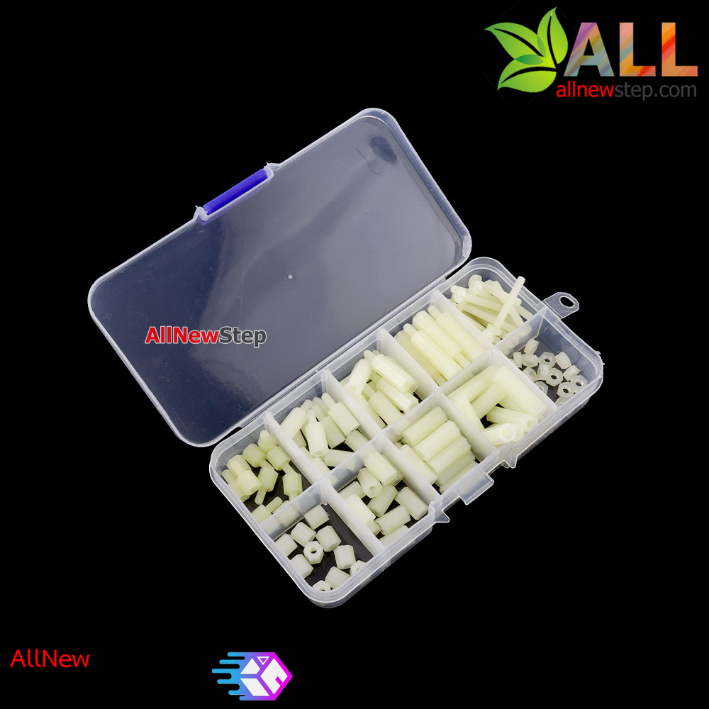 M3 Nylon Hex Spacers Screw Nut with Plastic Box White 120pcs