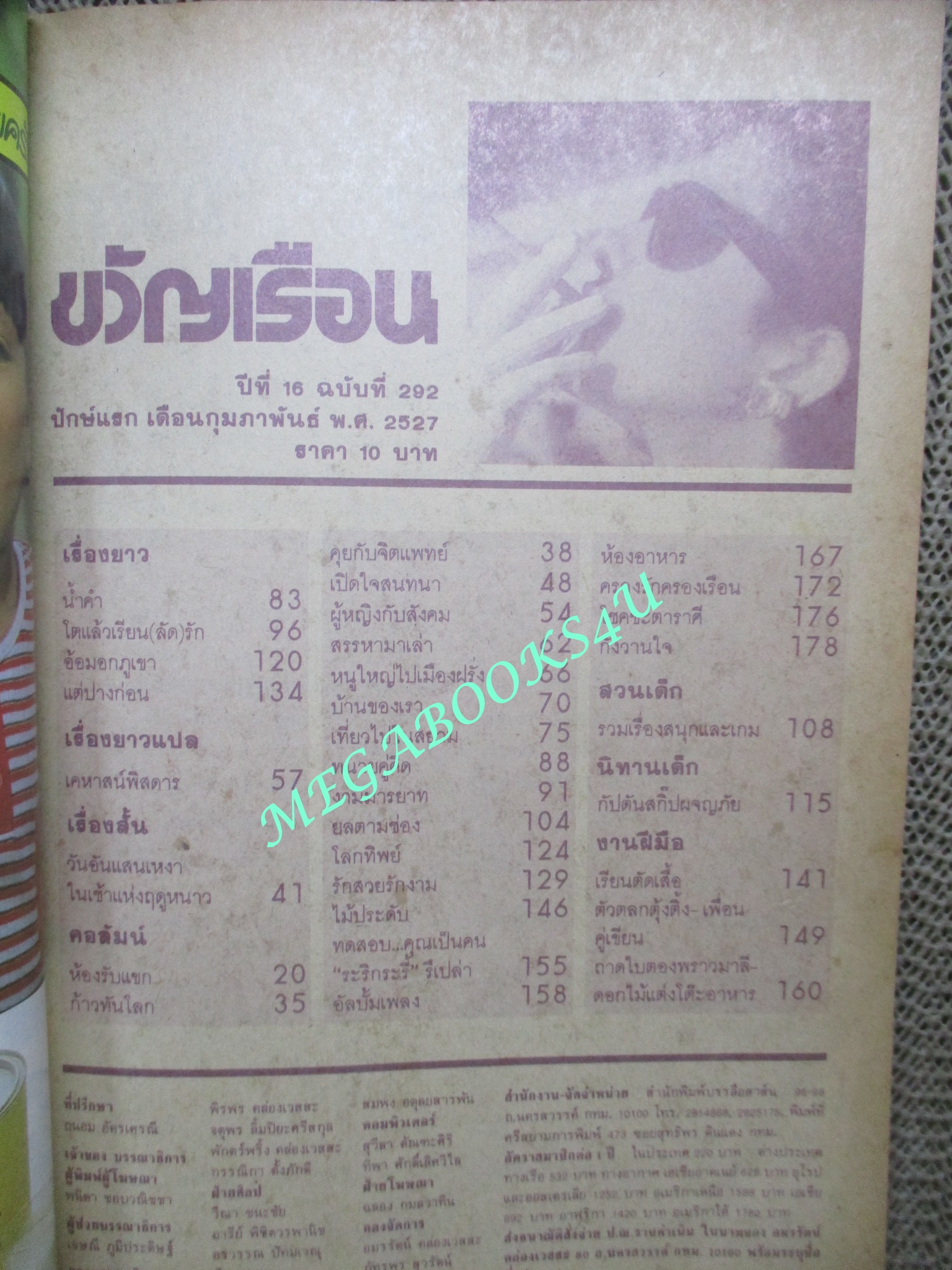 นิตยสารขวัญเรือน ฉบับที่292 ปี2527 ปก GERALDINE RICORDEL เยลหลี