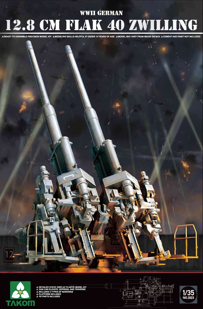 1/35 WWII German 12.8CM Flak 40 Zwilling