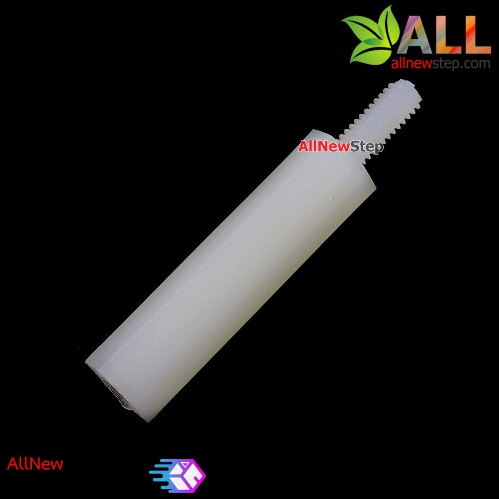 M2.5 Nut Nylon Hex Spacers M2.5 20+5mm เสาพลาสติก M2.5 ความสูง 20mm ปลายเป็นน๊อต-สกรู 5mm จำนวน 1 ชิ้น