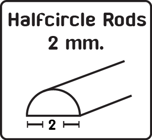 ABS Halfcircle Rods 2 mm. (4pcs./Pack)