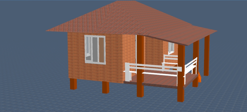 บ้านน็อคดาวน์ หลังนี้ ขนาด 4*6 เมตร พร้อมระเบียงหลังคาคุม ขนาด2*6เมตรเต็มหน้าบ้าน และระเบียงขนาด 2*3 เมตร