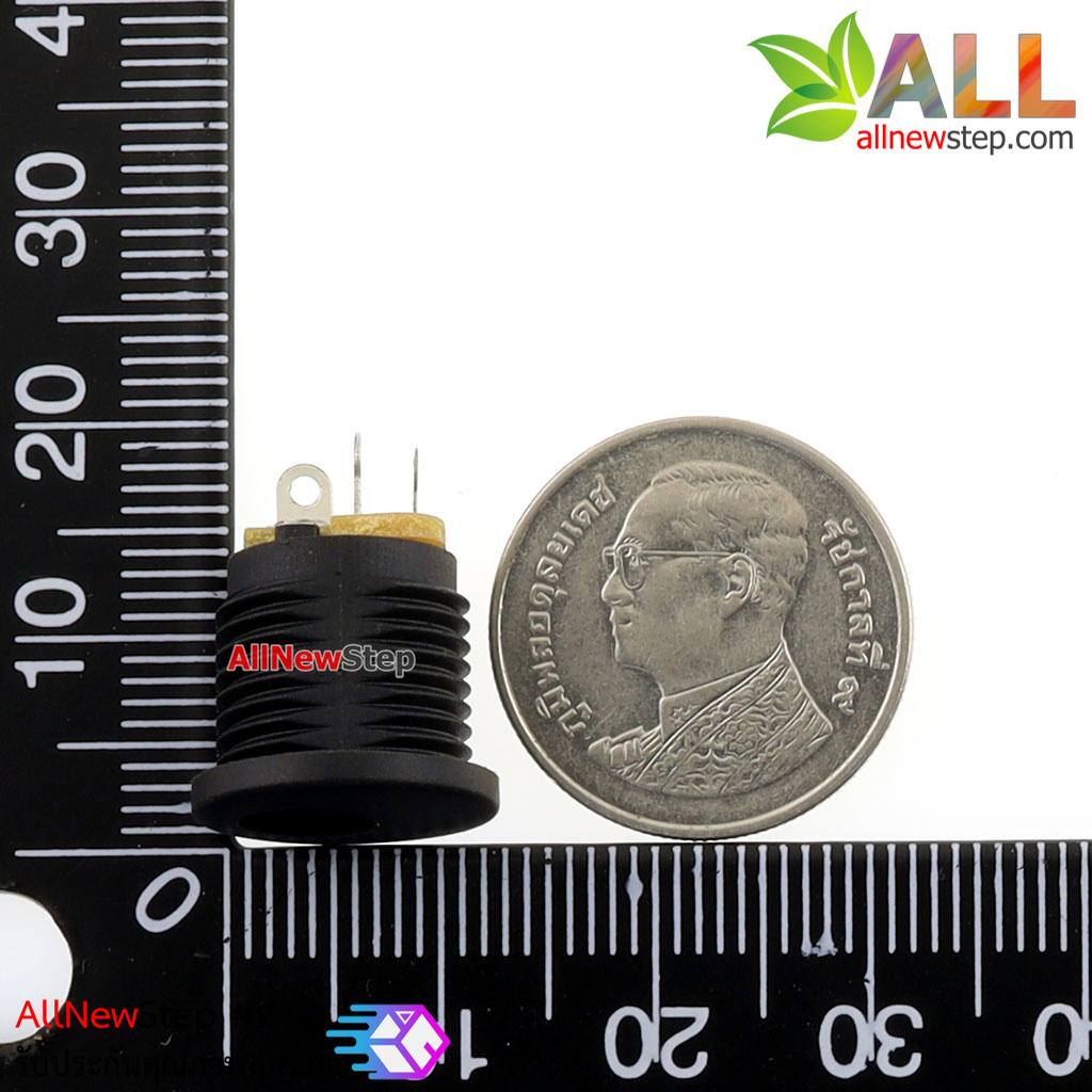 Jack DC 5.5x2.1 mm socket ตัวถังมีเกลียว