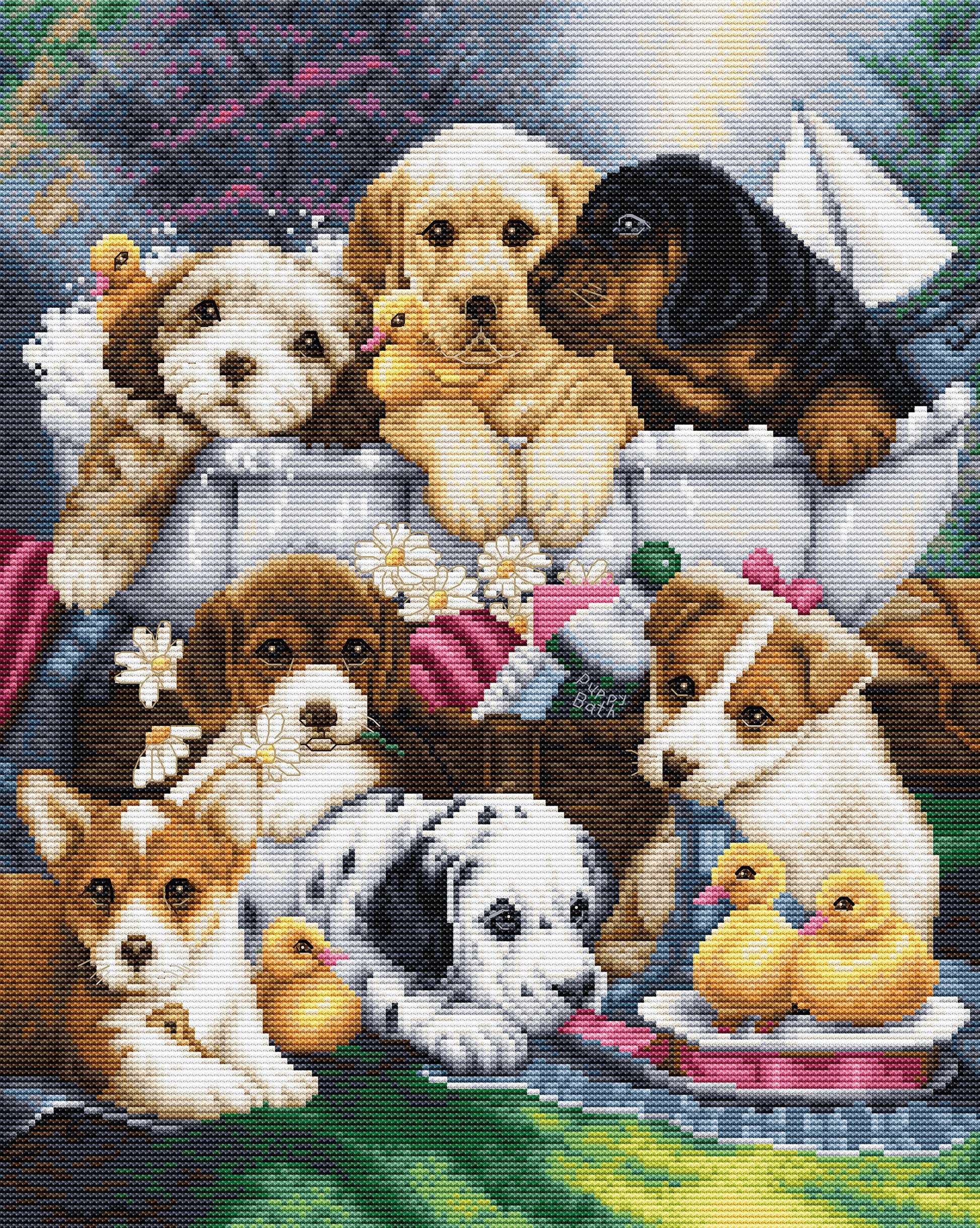 Luca-S ชุดปักครอสติช Bath Time Pups