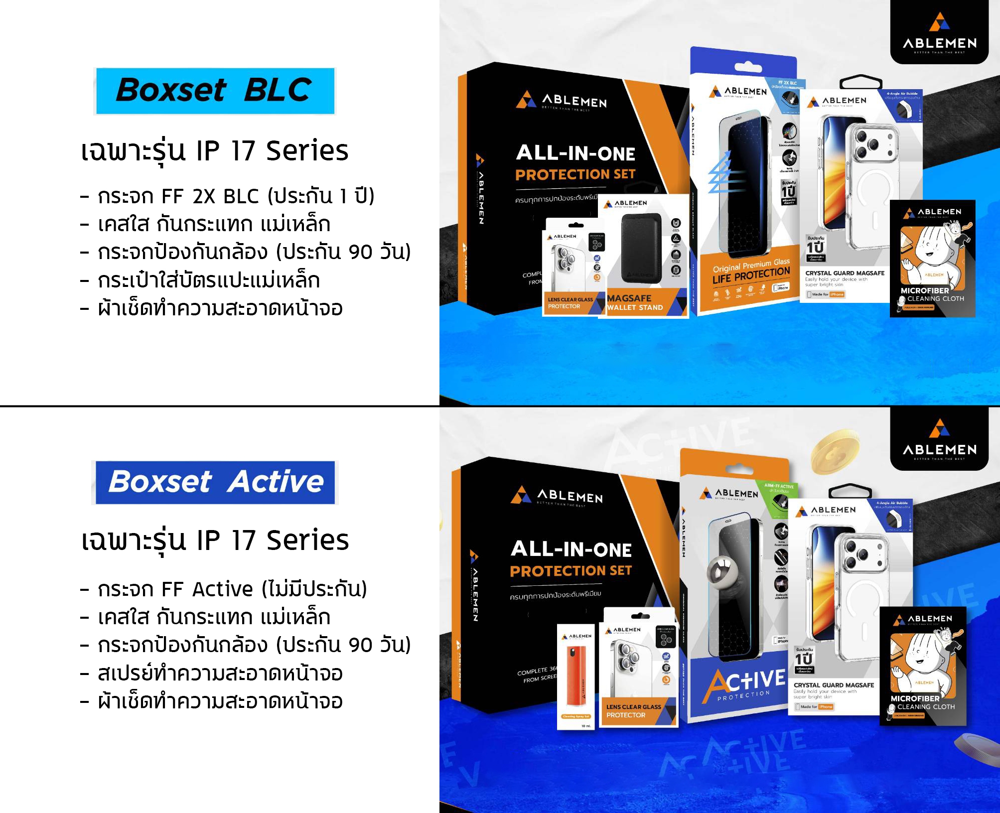 (ครบชุด) Ablemen Box set เคสกันกระเเทก + ฟิล์มกระจก + กระจกเลนส์กล้อง ใช้สำหรับ iPhone 17 Pro Max 16 Pro Max 15 Pro Max ใบกำกับภาษี