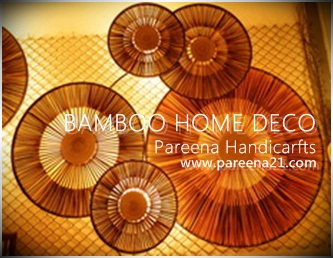 โคมไฟไม้ไผ่ซี่ แบบละเอียด ทรงกลมโชว์ติดผนัง Bamboo round wall hanging decoration lamps