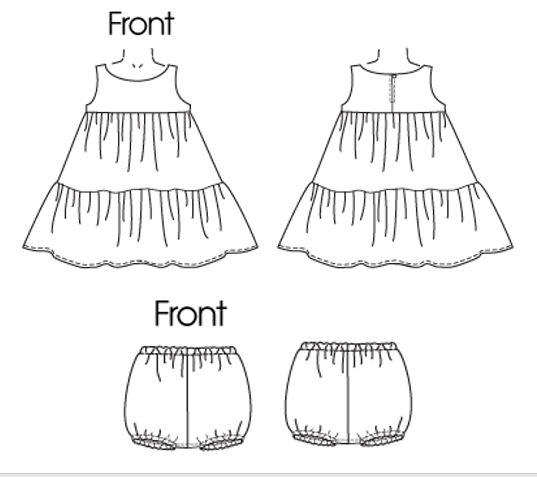 แพทเทิร์นตัดชุดเดรส กางเกงขาสั้น เด็กหญิง (เลือกไซส์ที่ตัวเลือกสินค้า)