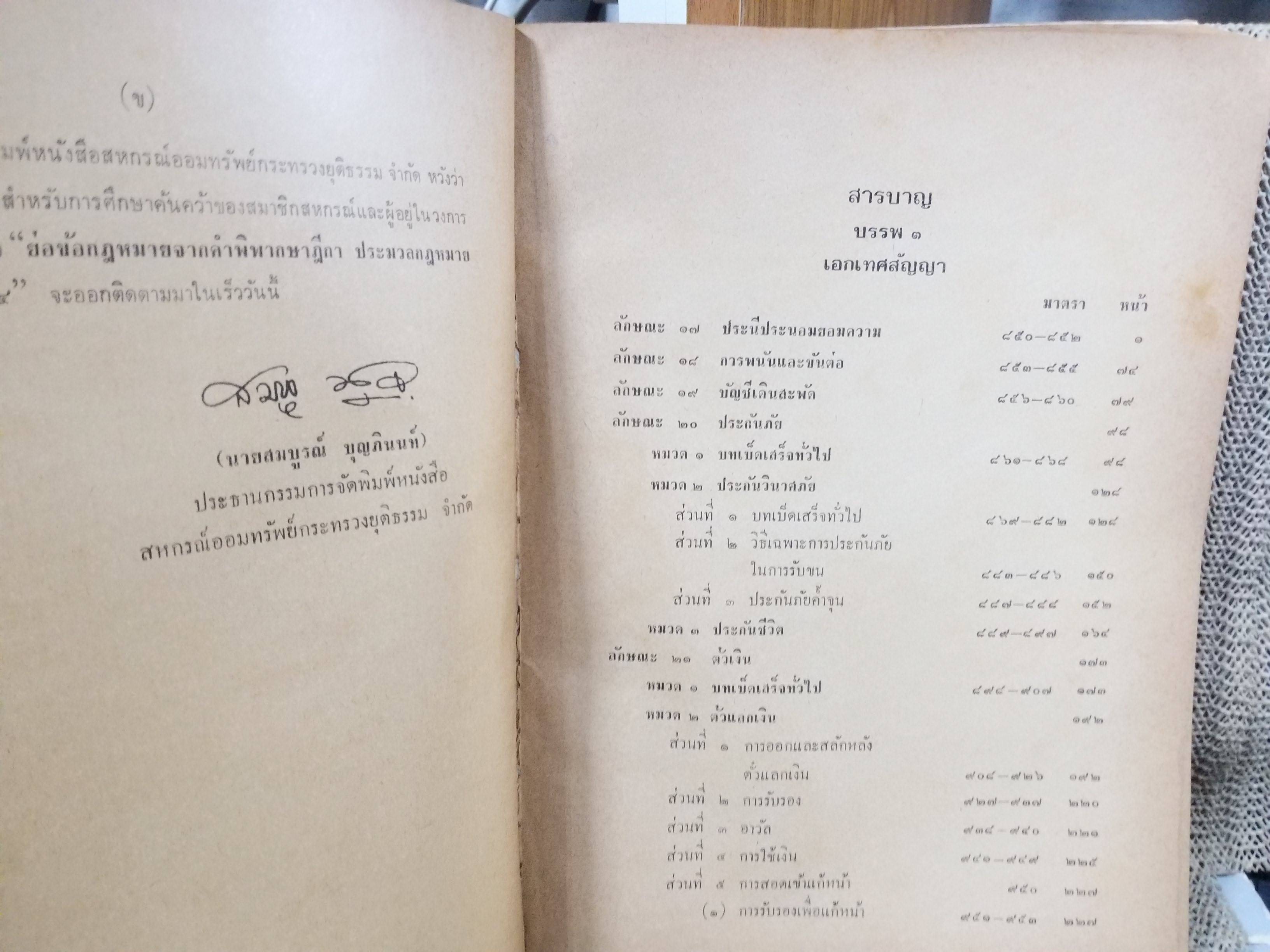 หนังสือ ย่อข้อกฎหมายจากคำพิพากษาฎีกา ประมวลกฎหมายแพ่งและพาณิชย์ บรรพ3ตอน3 ประนีประนอมยอมความ การพนันและขันต่อ บัญชีเดินสะพัด เริ่มแต่ พ.ศ. 2485