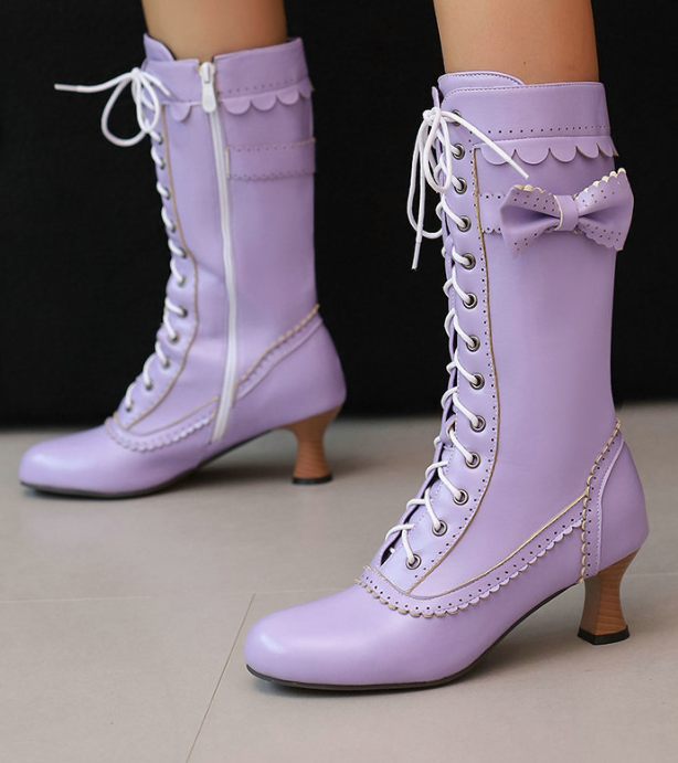รองเท้าบูทส้นเตี้ยน่ารักๆ ไซส์ 34-46 สีดำ/แดง/ขาว/เขียว/น้ำเงิน/ม่วง/น้ำเงิน