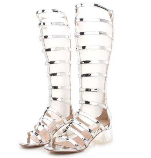 รองเท้าGladiatorส้นแก้วสีเงิน/ทอง ไซต์ 34-40