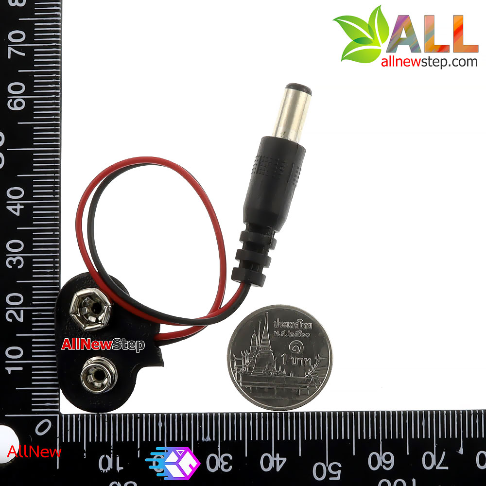 ขั้วถ่าน 9V รางถ่าน 9V แจ๊กขั้วถ่าน 9 โวลต์ 9v 5.5x2.1mm สำหรับ Ardiuno