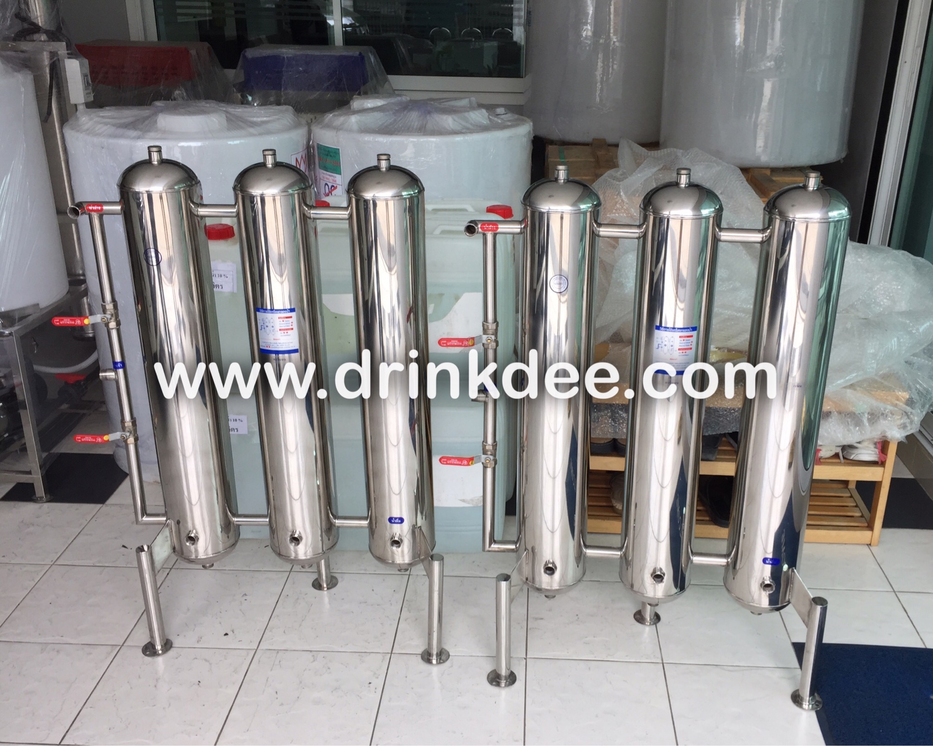 ถังกรองสแตนเลส 3 ท่อเรียง