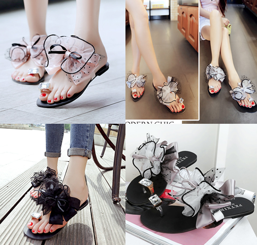 รองเท้าส้นเตี้ย ไซต์ 35-39 สีเทา/ดำ