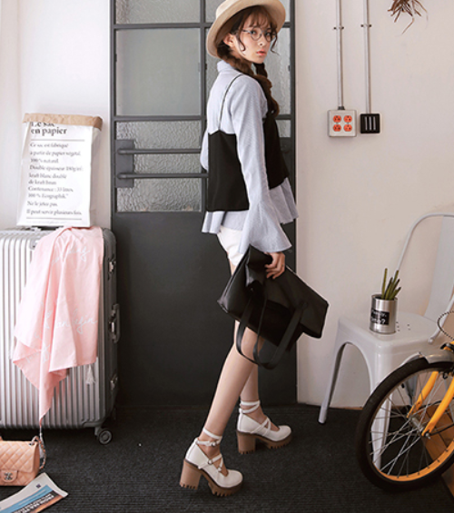 รองเท้าคัดชูน่ารักๆสีชมพู/ขาว/ดำ ไซต์ 34-43