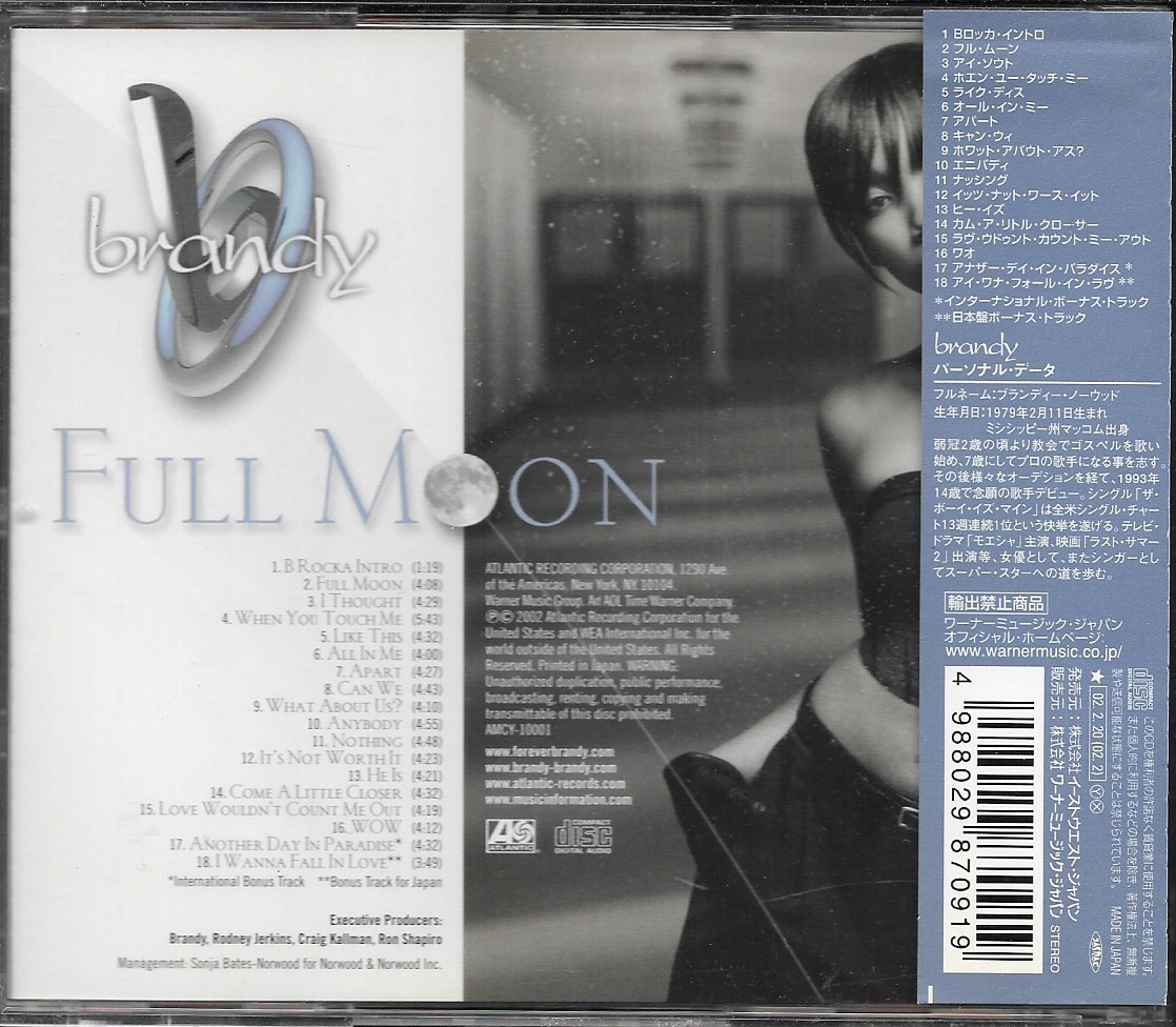 Used CD,Brandy - Full Moon (A+)(2002)(Japan)