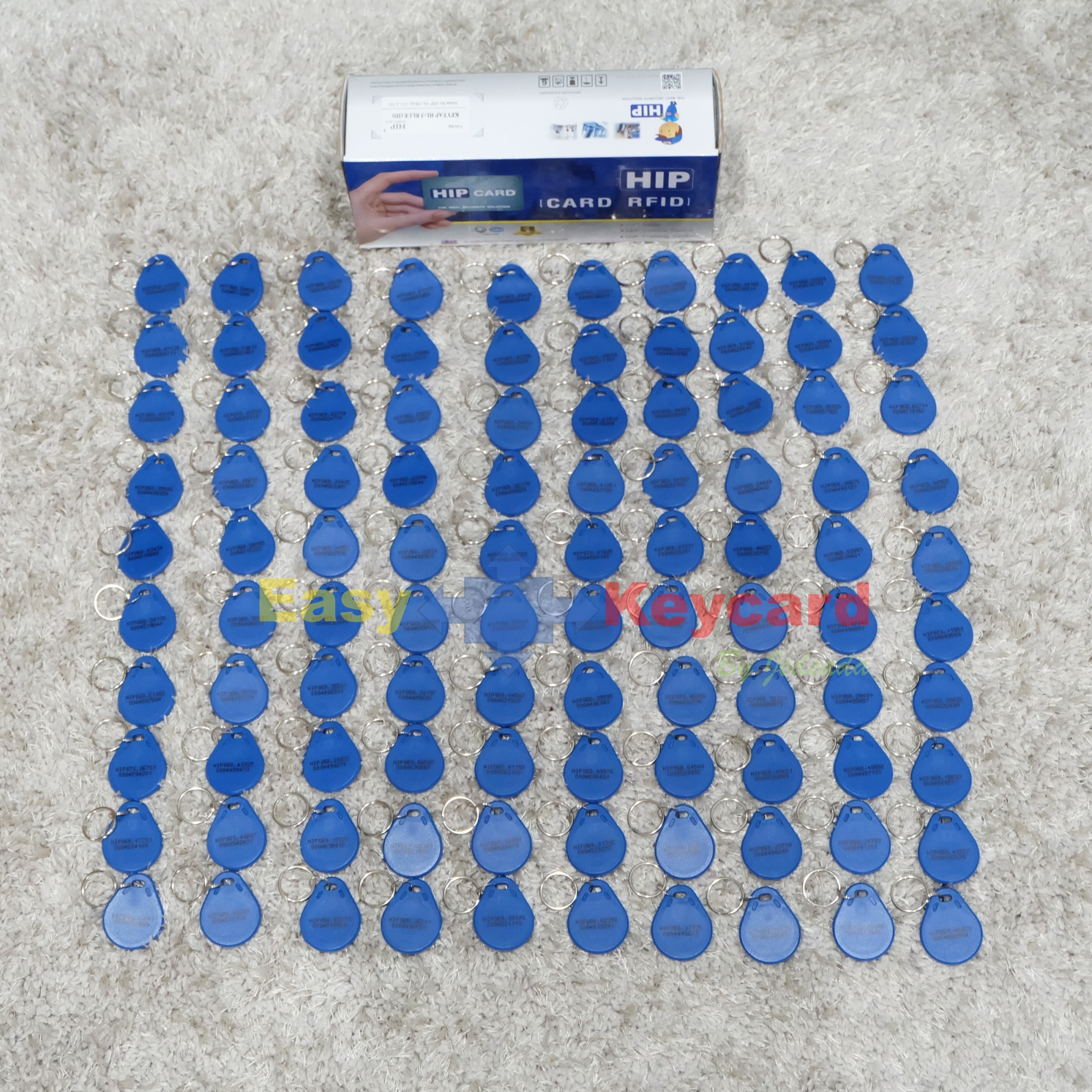 พวงกุญเเจคีย์การ์ด Keytag (Proximity 125Khz.) (เเบบหยดน้ำ ยี่ห้อ HIP ) สีน้ำเงิน