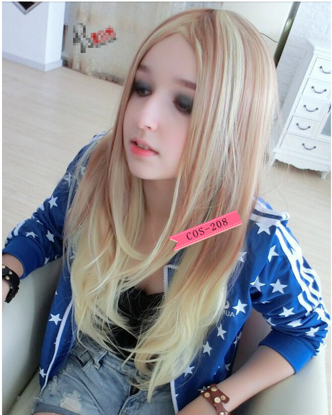 COS-208 วิกผมคอสเเสกกลาง ทรงเหมอืนเเบบ สีตามภาพถ่ายจริงคะ
