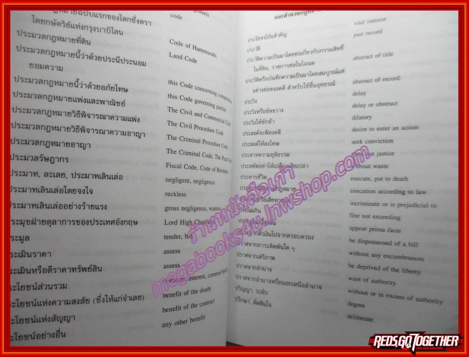 หนังสือ Law Dictionary พจนานุกรมศัพท์และสำนวนกฎหมาย ไทย-อังกฤษ โดย ธง วิทัยวัฒน์