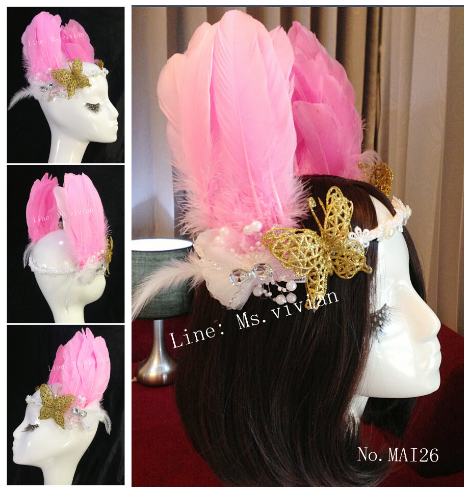 MAI26 มงกุฎขนนก ผี้เสื้อทองโบว์ (งาน handmade)**สินค้ามีจำกัด**