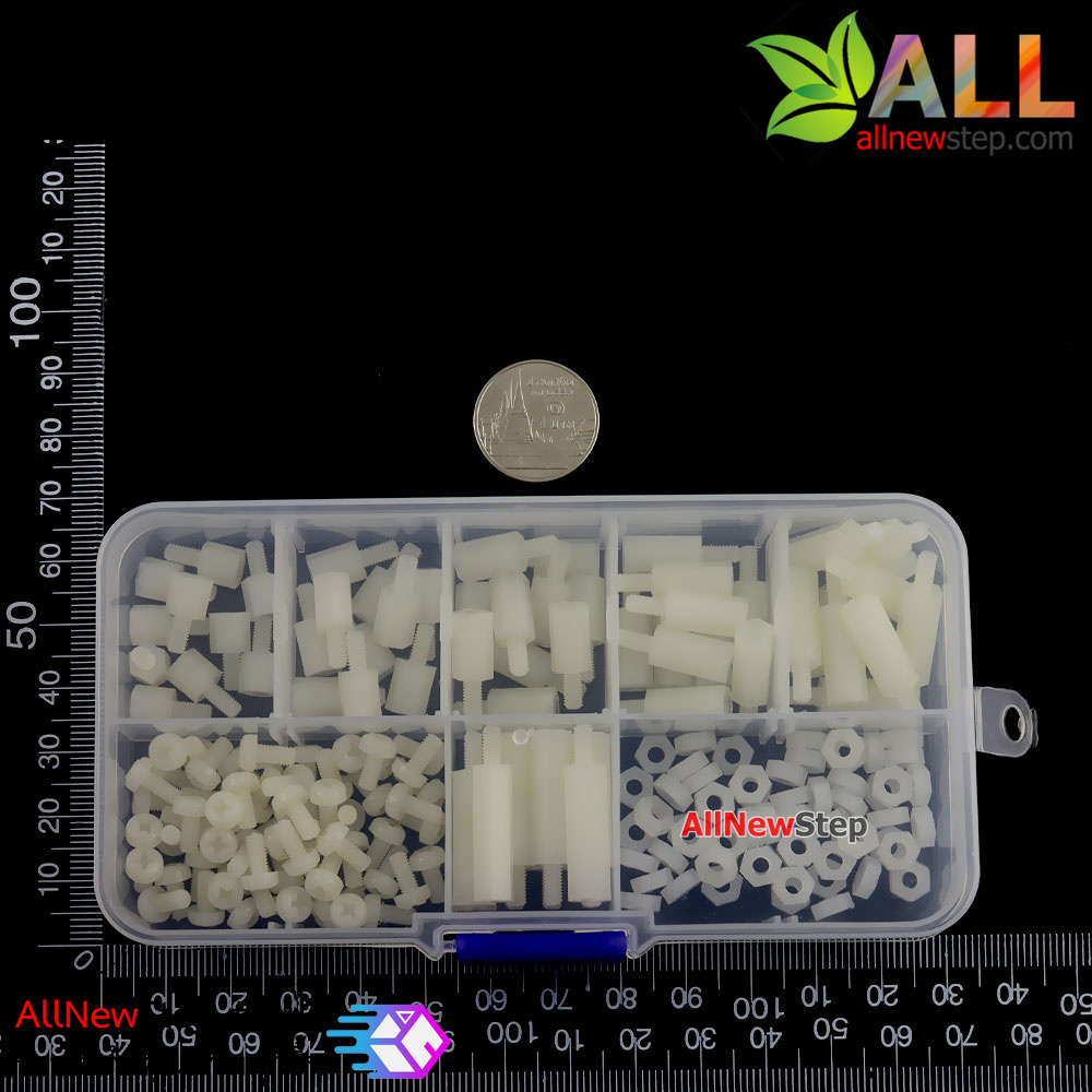 M3 Nylon Hex Spacers / Screw / Nut Stand-off White 180 pcs ชุดน๊อต หกเหลี่ยม สีขาว
