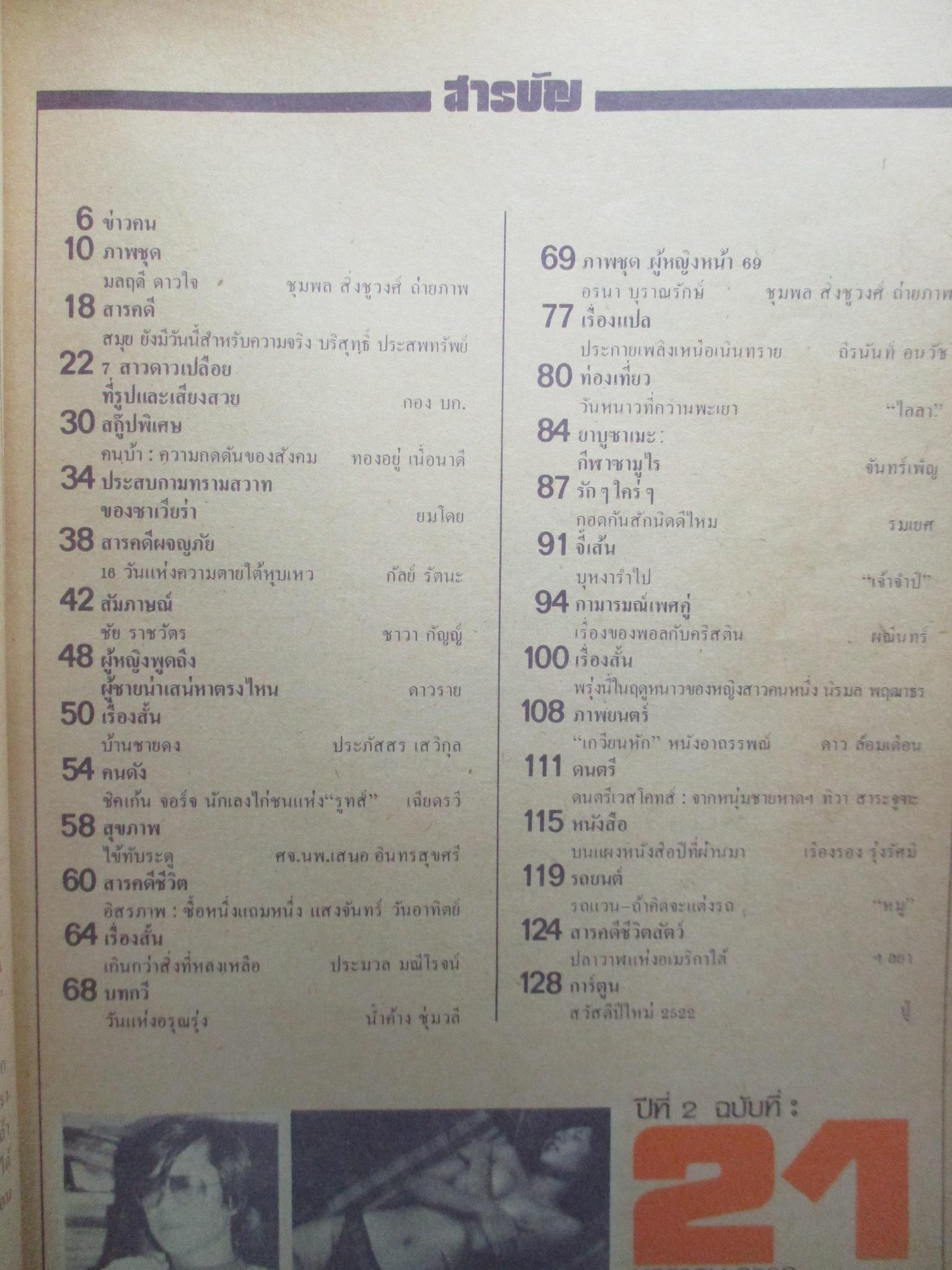 นิตยสารหนุ่มสาว ฉบับ021 ปี2522 อ่าน เกาะสมุย สัมภาษณ์ ชัย ราชวัตร