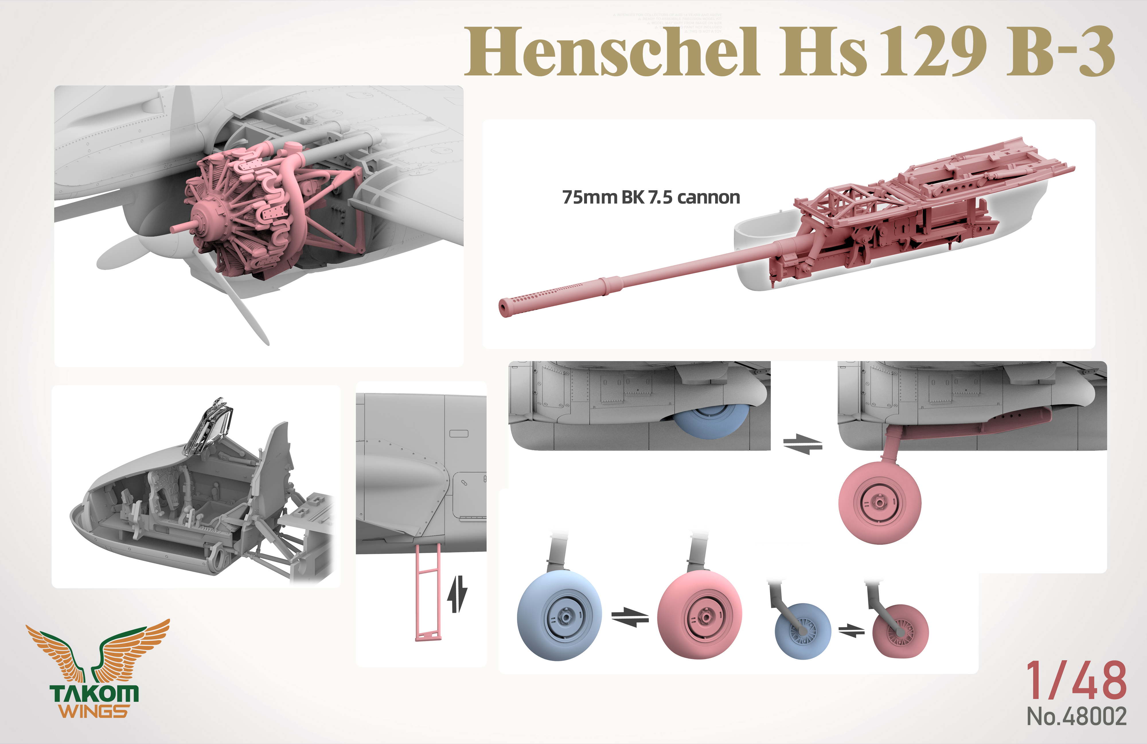 1/48 Henschel Hs 129 B-3 w/INTERIOR + BONUS (CLEAR PARTS)
