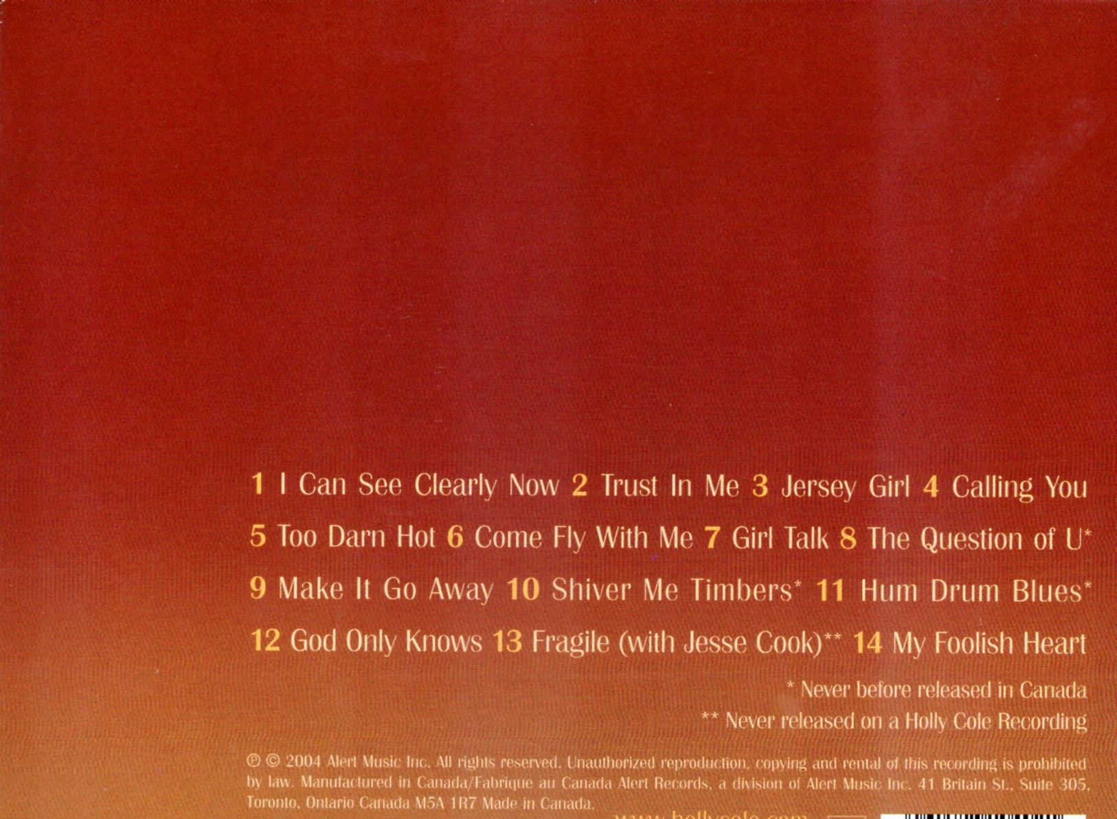 CD,Holly Cole - Collection Vol. 1 (2004)(Canada)