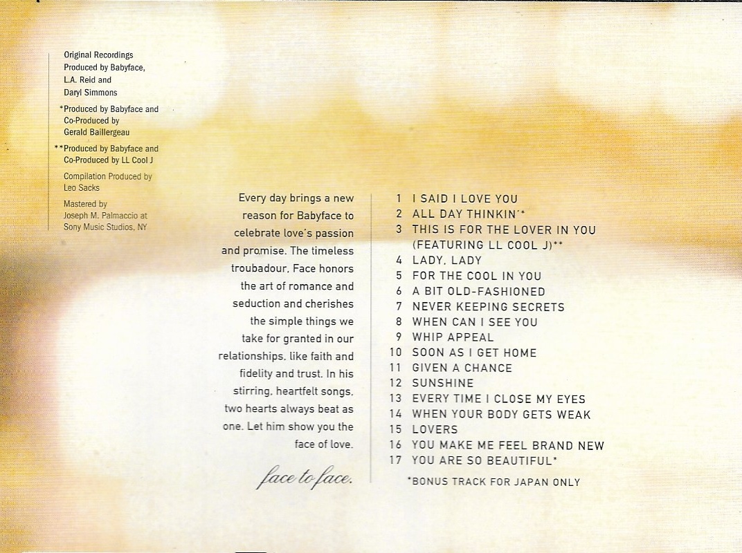 Used CD,Babyface - Love Songs (A+)(2001)(Japan)